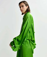 ESSENTIEL ANTWERP Judith Ruffle Oversize Shirt - Green SzXS