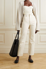 KHAITE Abigail Straight-Leg Mid-Rise Jeans - Cream Sz28