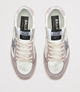 GOLDEN GOOSE  Leather Ball Star Sneakers - White Lilac Silver Sz41