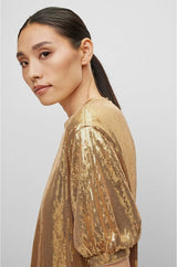 BOSS Esilca Smock Dress - Gold Sz10 NZM