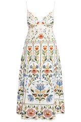 FARM RIO Stitched Garden Midi Dress - Off-White SzS