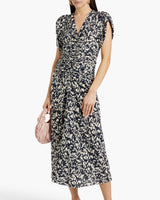 ISABEL MARANT Lilia Ruched Midi Dress - Abstract Print SZ38 NZ10