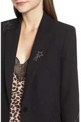 ZADIG & VOLTAIRE Victor Strass Embellished Blazer - Black Sz38 NZ8