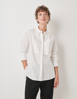 WHITE COMPANY White Label Sequin Bib Shirt - White Sz16