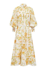 ALEMAIS Songbird Story Midi Dress - Citrus Sz6