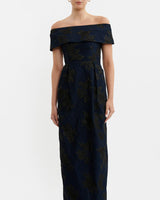 REBECCA VALLANCE Antoinette Off Shoulder Gown - Navy Sz8