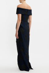 REBECCA VALLANCE Antoinette Off Shoulder Gown - Navy Sz8
