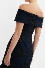 REBECCA VALLANCE Antoinette Off Shoulder Gown - Navy Sz8