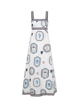 KIVARI Alessia Dress - White Blue Sz14