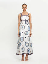 KIVARI Alessia Dress - White Blue Sz14
