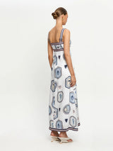 KIVARI Alessia Dress - White Blue Sz14