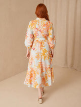 CABLE Cayman Silk Mix Midi Dress - Floral Sz10