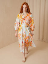 CABLE Cayman Silk Mix Midi Dress - Floral Sz10