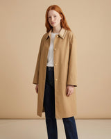 SANDRO Diderot Embellished Collar Trench Coat - Camel Sz38 NZM