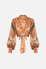 CAMILLA Long Sleeve High Neck Top - Kingdom of Heiroglyphs SZ XS