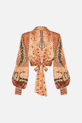 CAMILLA Long Sleeve High Neck Top - Kingdom of Heiroglyphs SZ XS