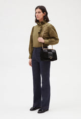 CLAUDIE PIERLOT Ruffle Blouse - Khaki Sz34 NZ6