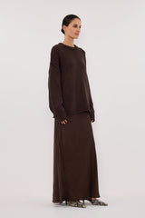 DISSH Colette Silk Maxi Skirt - Bitter Choc Sz8