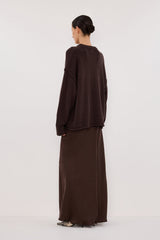 DISSH Colette Silk Maxi Skirt - Bitter Choc Sz8