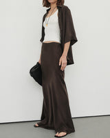 DISSH Colette Silk Maxi Skirt - Bitter Choc Sz8