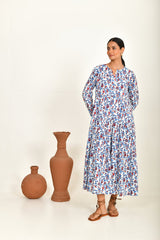 READ & BELL Lucia Print Dress - Rose & Indigo SzS