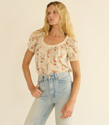 DÔEN Frederica Top - Blanc Prairie Rose SzS