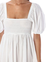 GANNI Smocked Maxi Dress - White Sz42 NZ14