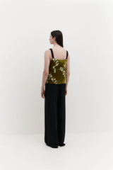HARRIS TAPPER Plum Top Embroidered Velvet - Green Sz12