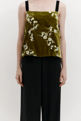 HARRIS TAPPER Plum Top Embroidered Velvet - Green Sz12