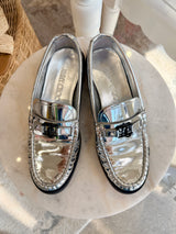 JIMMY CHOO Addie JC Metallic Loafer - Silver EU 37.5