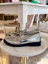 JIMMY CHOO Addie JC Metallic Loafer - Silver EU 37.5