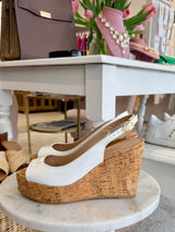 STUART WEITZMAN Patent Leather Riviera Wedge Sandals - White Sz38