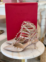 VALENTINO GARAVANI  Rockstud Caged Pump -  Nude Patent EU38