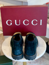 GUCCI Women's Suede Ankle Boot with Horsebit - Black Sz39.5