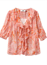 MOLIIN COPENHAGEN Gini Ruffle Front Top - Pink & Orange SzS/M