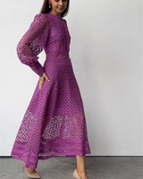 ARIANA Lace Overlay Midi Dress - Violet SzM