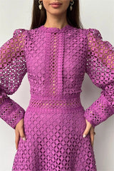ARIANA Lace Overlay Midi Dress - Violet SzM