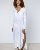 JULIET DUNN Embroidered Cotton Kaftan - White Sz4 NZL