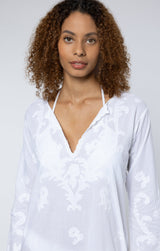 JULIET DUNN Embroidered Cotton Kaftan - White Sz4 NZL