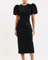 REBECCA VALLANCE Livia Midi Dress - Black Sz8