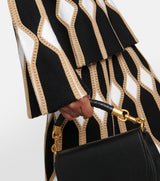 CHLOÉ Intarsia Wool & Silk Knit Sweater - Black/Brown  Size M