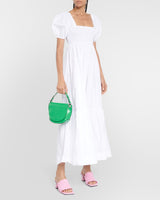 GANNI Smocked Maxi Dress - White Sz42 NZ14