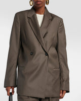 TOTEME Double Breasted Wool Blazer Brown EU 36 NZ8