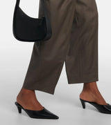 TOTEME Cropped Pleated Wool Straight-Leg Pants - Brown  Sz38 NZ8
