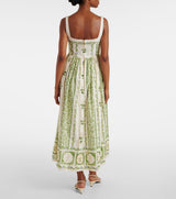 AGUA by AGUA BENDITA Barbara Cotton Midi Dress - Green Floral SzM