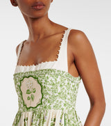 AGUA by AGUA BENDITA Barbara Cotton Midi Dress - Green Floral SzM