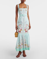 SELF PORTRAIT Linen & Cotton Belted Maxi Dress - Floral SzM