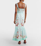 SELF PORTRAIT Linen & Cotton Belted Maxi Dress - Floral SzM