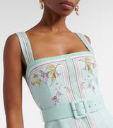 SELF PORTRAIT Linen & Cotton Belted Maxi Dress - Floral SzM