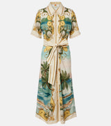 FARM RIO Royal Sea Collared Midi Dress - Off-White SzM